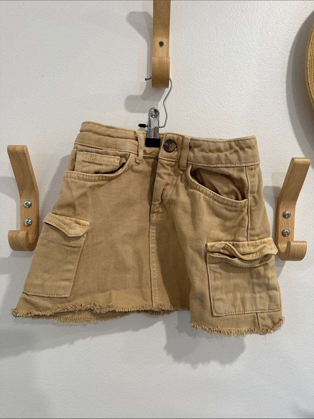 ZARA KIDS khaki denim miniskirt with button and fly